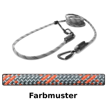 EASYLONG Hundeleine TWIST - L - 2,5m - grau mit orangen Kreuzen - BREITER als ÜBLICH!